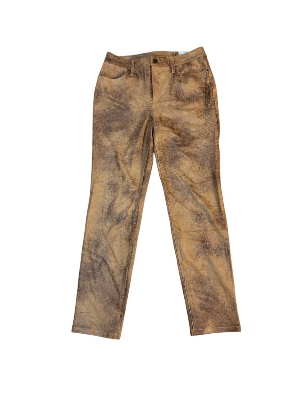 Chicos Brown Faux Suede Slim Leg Pants Size 0.5 R (US 6 R) NWT